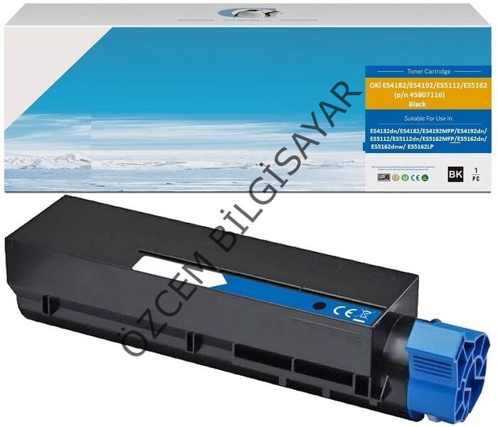 Oki ES4132/ES4182/ES4192/ES5112/ES5162 (p/n 45807116) Muadil Siyah Toner