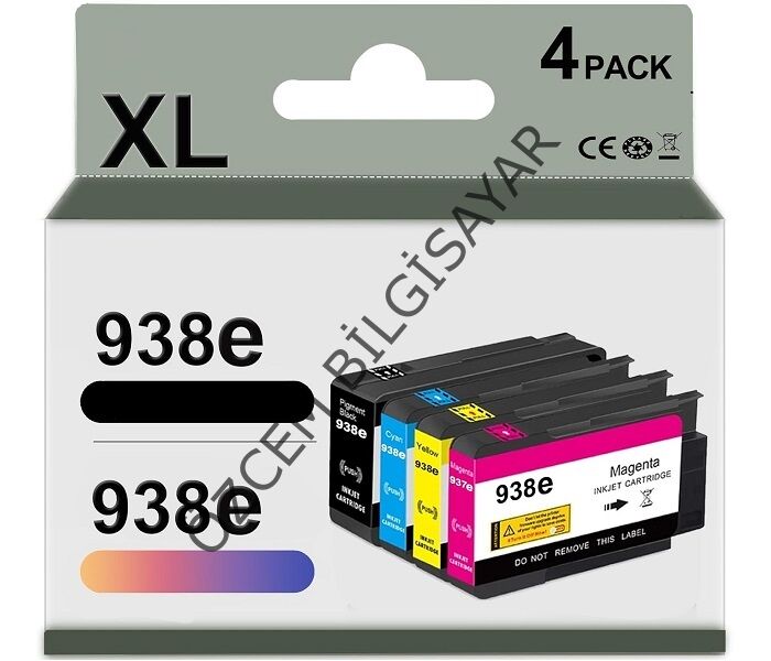 HP 938e-4S6Y2PE+4S6X9PE+4S6Y0PE+4S6Y1PE Muadil Siyah+Mavi+Kırmızı-Sarı Kartuşu (Multipack)