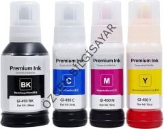 Canon GI-490BK+GI-490C+Canon GI-490M+GI-490Y (G1400-G1410-G1411-G2400-G2410-G2411-G3400-G3410-G3411-G4400-G4410-G4411) Muadil Siyah+Mavi+Kırmızı+Sarı Kartuşu (1 Takım)