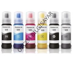 Epson 115/C13T07C14A/C13T07D14A/C13T07D24A/C13T07D34A/C13T07D44A/C13T07D54A (L8160/L8180) Muadil Siyah+Siyah Fotoğraf+Mavi+Kırmızı+Sarı+Gri EcoTank Kartuşu (Multipack)