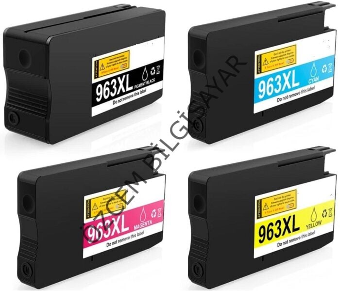 HP 963X-3JA30AE+3JA27AE+3JA28AE+3JA28AE Muadil Siyah+Mavi+Kırmızı-Yellow Kartuşu (Multipack)