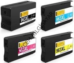 HP 963X-3JA30AE+3JA27AE+3JA28AE+3JA28AE Muadil Siyah+Mavi+Kırmızı-Yellow Kartuşu (Multipack)