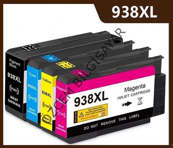 HP 938XL-4S6Y2PE+4S6X9PE+4S6Y0PE+4S6Y1PE Muadil Siyah+Mavi+Kırmızı-Sarı Kartuşu (Multipack)
