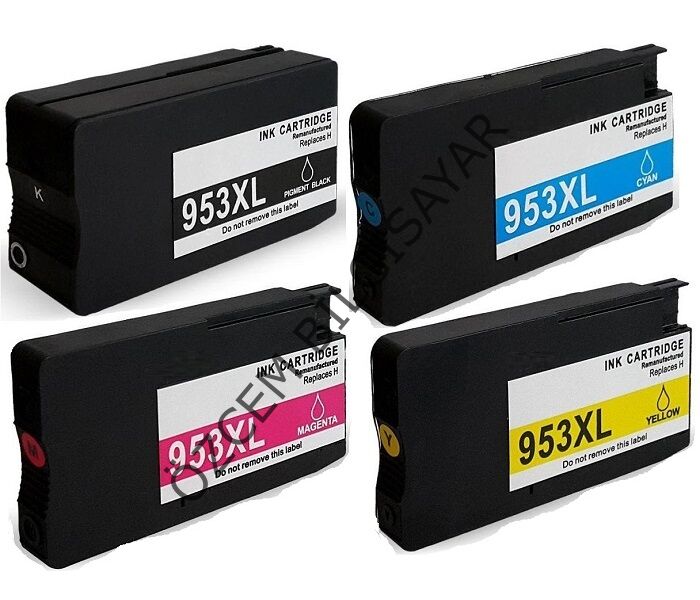 HP 953XL Muadil Siyah+Mavi+Kırmızı-Sarı Kartuşu (Multipack)