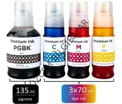 Canon GI‑41 (G1420/G1430/G1460/G2420/G2460/G2470/G3420/G3430/G3460/G3470/G3471/G3472/G3480/G4470) Muadil Multipack (Siyah+Mavi+Kırmızı-Yellow)