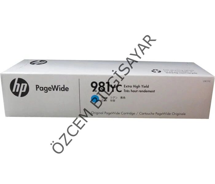 HP 981YC-L0R17YC (PageWide 556/PageWide 586) Orjinal PageWide Extra Yüksek Kapasiteli Mavi Kartuşu