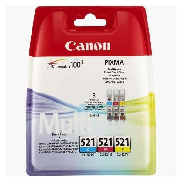 Canon CLI-521CMY (İP3600-İP4600-İP4700-MP540-MP550-MP560-MP620-MP630-MP640-MP980-MP990-MX860-MX870-MX990) Orjinal MULTIPACK Kartuşu