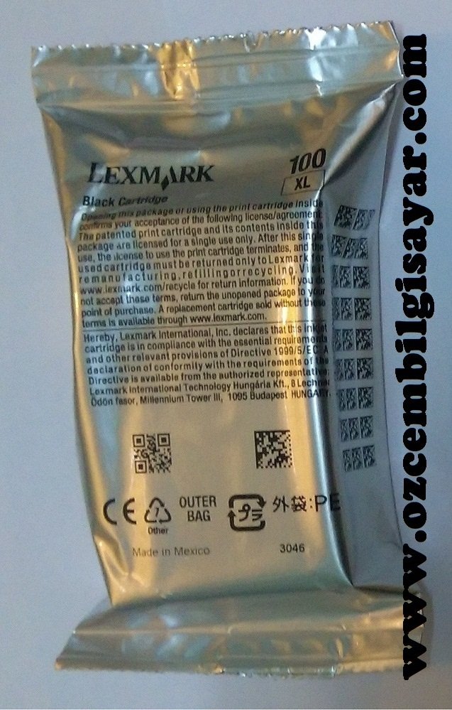 Lexmark 100XL Orjinal Siyah (Black) Mürekkep Kartuşu (Folyoda)