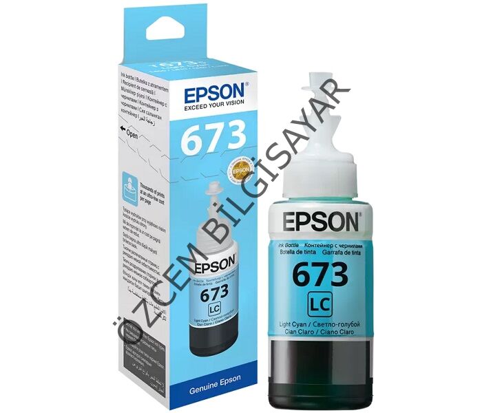 Epson 673/C13T67354A (L800/L805/L810/L850/L1800) Orjinal Açık Mavi EcoTank Kartuşu (70 ml)