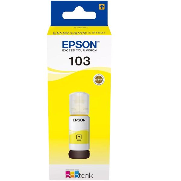 EPSON 103 (C13T00S44A) (EcoTank L1210-L1250- L3110-L3111-L3150-L3151-L3210-L3211-L3250-L3251-L3252-L3256-L3260-L3266-L5290-L5296-L11050) Orjinal Sarı Kartuşu (70 ml)
