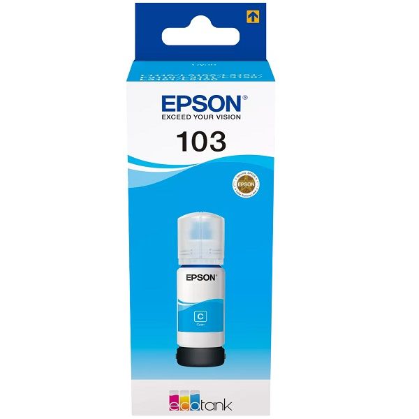 EPSON 103 (C13T00S24A) (EcoTank L1210-L1250-L3110-L3111-L3150-L3151-L3210-L3211-L3250-L3251-L3252-L3256-L3260-L3266-L5290-L5296-L11050) Orjinal Mavi Kartuşu (70 ml)