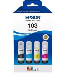 EPSON 103 (C13T00S64A) (EcoTank L1210-L1250-L3110-L3111-L3150-L3151-L3210-L3211-L3250-L3251-L3252-L3256-L3260-L3266-L5290-L5296-L11050) Orjinal Multipack (Siyah+Mavi+Kırmızı-Sarı) (280 ml)