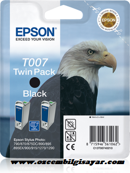 Epson T007 (C13T00740210) Orjinal Siyah (Black) İnkJet Mürekkep Kartuş (Twin Pack)