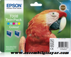 Epson T008 (C13T00840310) Orjinal Renkli (Color) İnkJet Mürekkep Kartuşu (Twin Pack)