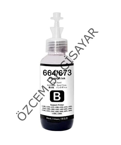Epson T664-C13T66414A (L100-L110-L1300-L1455-L200-L210-L220-L300-L3050-L3060-L3070-L310-L355-L365-L382-L386-L455-L486-L550-L565-L605-L655) Muadil Siyah Kartuşu