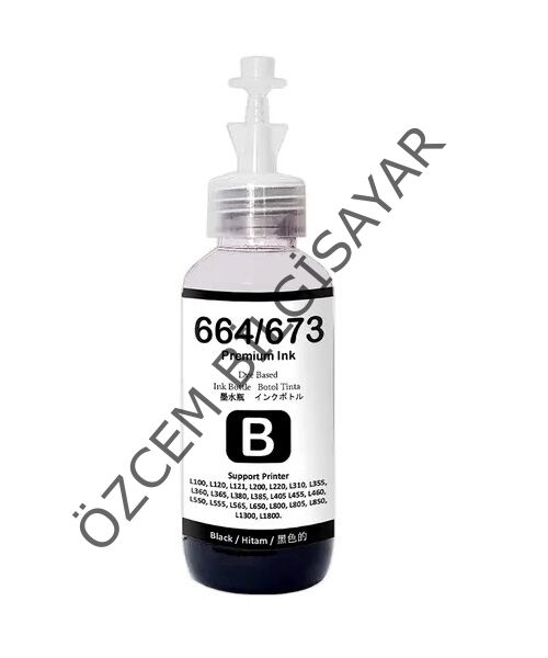 Epson T664-C13T66414A (L100-L110-L1300-L1455-L200-L210-L220-L300-L3050-L3060-L3070-L310-L355-L365-L382-L386-L455-L486-L550-L565-L605-L655) Muadil Siyah Kartuşu