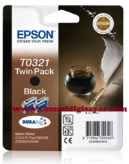 Epson T0321 (C13T03214210) Orjinal Siyah (Black) İnkJet Mürekkep Kartuşu (Twin Pack)