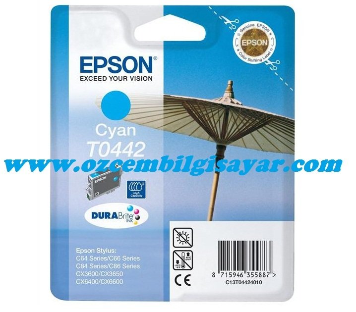 Epson T0442 (C13T04424010) Orjinal Mavi (Cyan) İnkJet Mürekkep Kartuşu