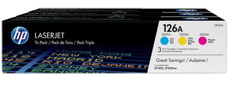 HP CF341A-126A-CE311A+CE312A+CE313A (MFP M175/CP1025/M275) Orjinal Mavi/Sarı/Kırmızı Toner (C/M/Y)