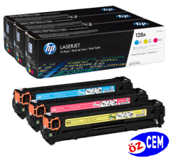 HP CF371AM (128A-CE321A/CE322A/CE323A) Orjinal Cyan/Magenta/Yellow Toner
