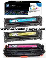HP CF372AM-CC531A-CC532A-CC533A (304A/CP2020-CP2025-CM2320) Orjinal Mavi-Sarı-Kırmızı 3'lü Toner