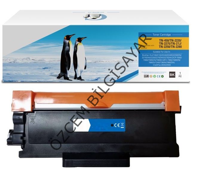 Brother TN-2280-TN-450/TN-2220/TN-2275/TN-27J/TN-2250 (HL-2130/HL-2132/HL-2240/HL-2250/HL-2270/DCP-7055/DCP-7060/DCP-7065/MFC-7240/MFC-7290/MFC-7360/MFC-7460/MFC-7470/MFC-7860/FAX-2840/FAX-2940/FAX-2950) Muadil Siyah Toner