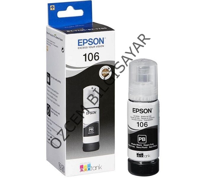 EPSON 106 (L7160/L7180/ET-7700/ET-7750) Orjinal Siyah Ecotank Mürekkep Şişesi (C13T00R140)