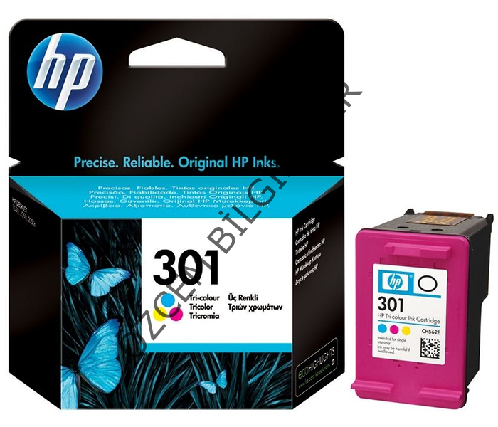 HP 301-CH562EE (1000-1010-1050-1510-1512-1514-2000-2050-2054-2510-2514-2540-2542-2544-2549-3000-3050-3052-3054-3055-3057-3059-2620-2622-2624-4630-4632-4634-4636-ENVY 4500-5530) Orjinal Renkli Kartuşu