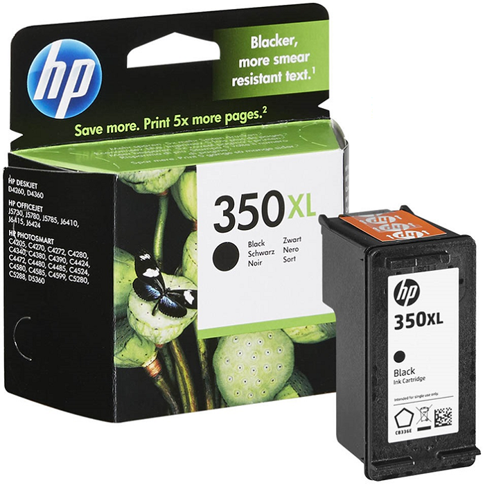 HP 350XL-CB336EE (C4280-C4380-C4480-C4580-5280-D4260-D4360-D5360-J5780-J6410) Orjinal Siyah Kartuşu