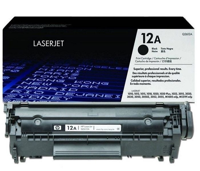 HP Q2612A-12A (1010-1012-1015-1018-1020-1022-3015-3020-3030-3050-3052-3055-M1005-M1120-M1319-M521) Orjinal Siyah Toner