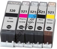 Canon PGI-520BK+CLI-521BK+CLI-521C+CLI-521M+CLI-521Y (İP3600-İP4600-İP4700-MP540-MP550-MP560-MP620-MP630-MP640-MP980-MP990-MX860-MX870-MX990) Muadil Siyah+Mavi+Kırmızı+Sarı Kartuşu (1 Takım)