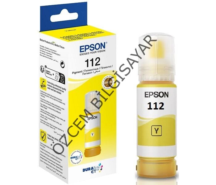 Epson 112/C13T06C44A (L5150/L5160/L6460/L6490/L6550/L6570/L6580/L11160/L15150/L15160/L15180/M15180) Orjinal Sarı EcoTank Kartuşu (70 ml)