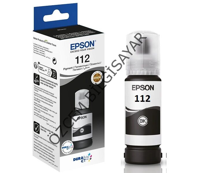 Epson 112/C13T06C14A (L5150/L5160/L6460/L6490/L6550/L6570/L6580/L11160/L15150/L15160/L15180/M15180) Orjinal Siyah EcoTank Kartuşu (127 ml)
