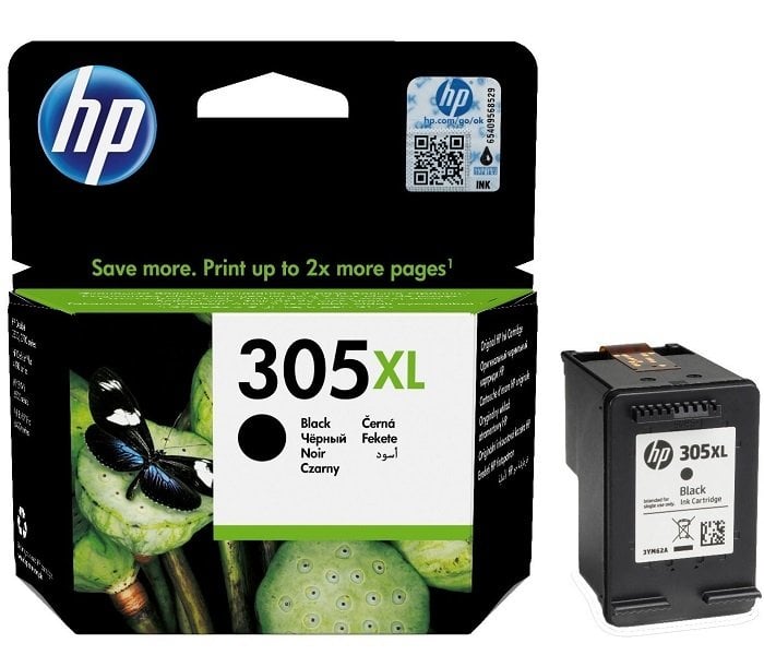 HP 305XL-3YM62AE (DeskJet 2300-2320-2700-2710-2720-2721-2722-2723-2724-2810-2820-2821-2822-2823-4100-4110-4120-4122-4130-ENVY 6000-6010-6015-6020-6022-6030-6032-6052-6055-6058-6400-6420-6422-6430-6432-6452-6454-6455-6458-6475) Orjinal Siyah Kartuşu
