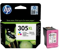 HP 305XL-3YM63AE (DeskJet 2300-2320-2700-2710-2720-2721-2722-2723-2724-2810-2820-2821-2822-2823-4100-4110-4120-4122-4130-ENVY 6000-6010-6015-6020-6022-6030-6032-6052-6055-6058-6400-6420-6422-6430-6432-6452-6454-6455-6458-6475) Orjinal Renkli Kartuşu