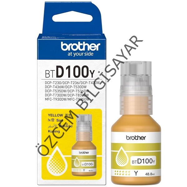 Brother BTD100Y (DCP-T230/DCP-T236/DCP-T430/DCP-T436/DCP-T530/DCP-T535/DCP-T536/DCP-T730/DCP-T830/MFC-T930/MFC-T935) Orjinal Sarı Murekkep