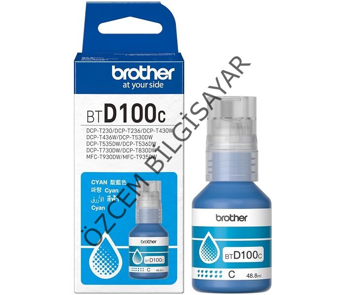 Brother BTD100C (DCP-T230/DCP-T236/DCP-T430/DCP-T436/DCP-T530/DCP-T535/DCP-T536/DCP-T730/DCP-T830/MFC-T930/MFC-T935) Orjinal Mavi Murekkep