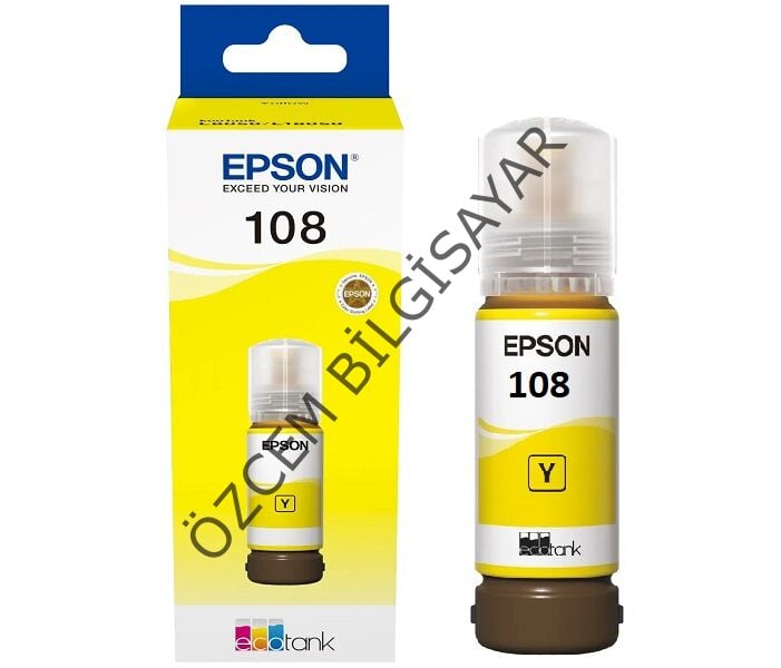 EPSON 108/C13T09C44A (ET-18100/L18050/L8050) Orjinal Sarı EcoTank Kartuşu (70 ml)
